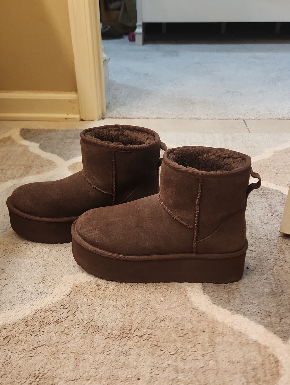 UGG Short Suede Ankle Booties in Chocolate Brown